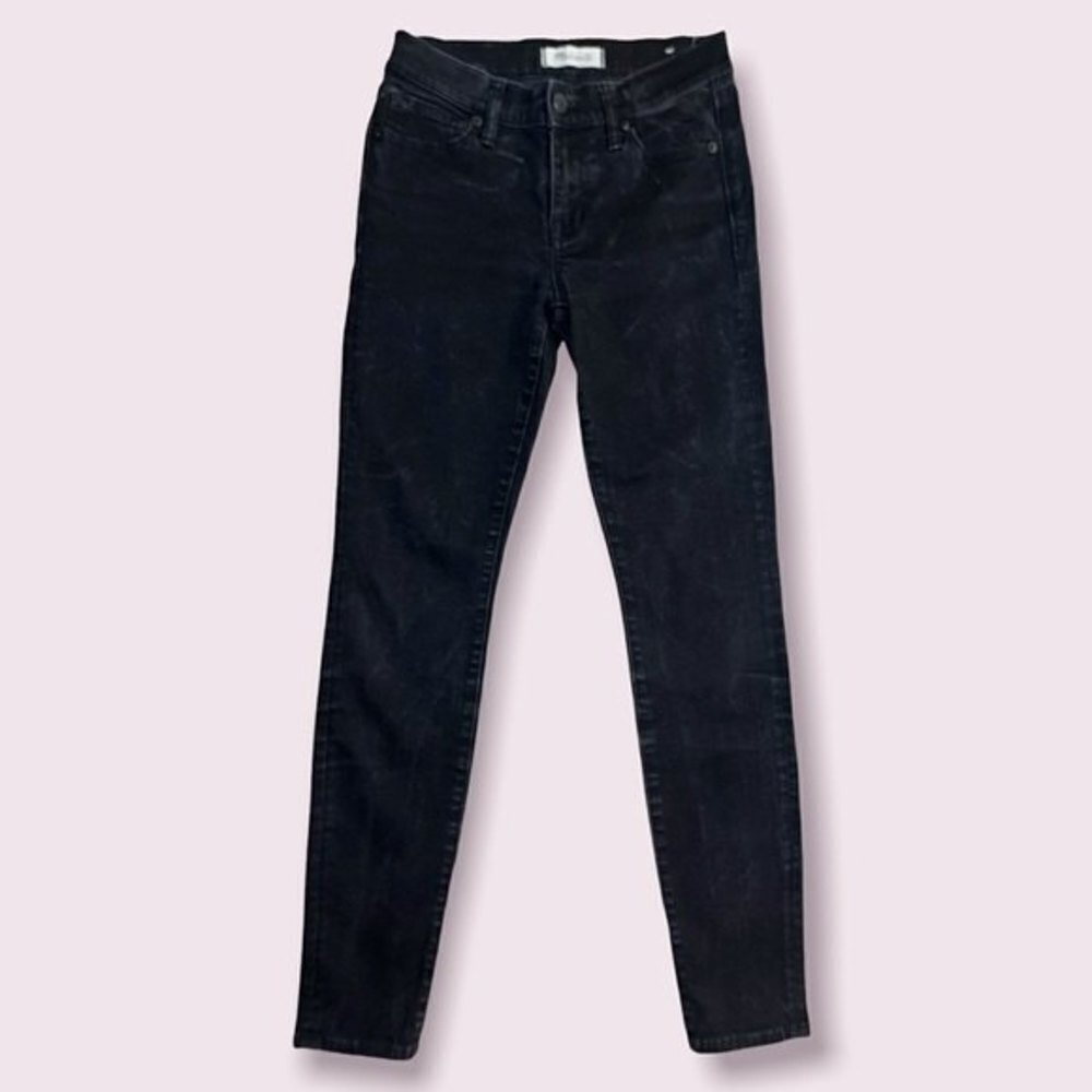 Madewell Skinny Skinny Jeans Black Faded Grunge Denim Womens Size 25